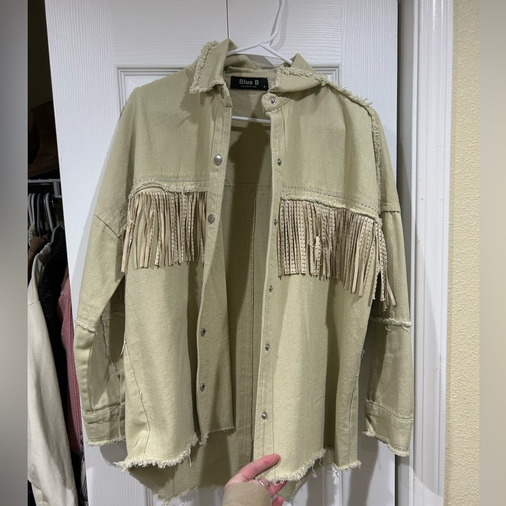 Blue B Women's Fringe Jacket - Tan